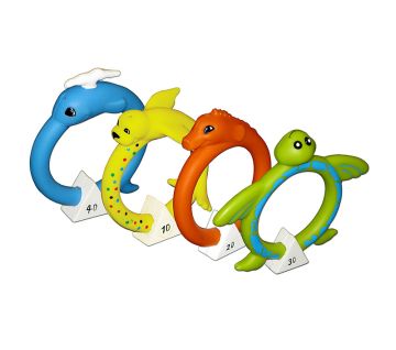 Poolmaster Soft Dive Animal Rings 4 Pack - Swimming Pool Toy - Undewater Game