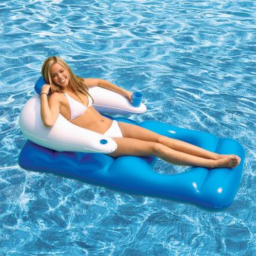 AquaFun Floating Pool Lounger - Inflatable Air Bed - 165x89cm