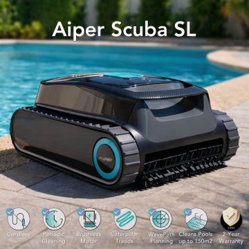Aiper Scuba SL Cordless Robotic Pool Cleaner w/ WavePath Navigation. Floor, Walls, Waterline