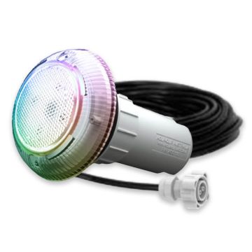 Aqua-Quip EvoCR Series 1 x Multi-Colour PRO RGB+W LED InstaTouch Program Niche Pool Light w/ Concrete Mounting Kit, 30M Cable and Plug Kit