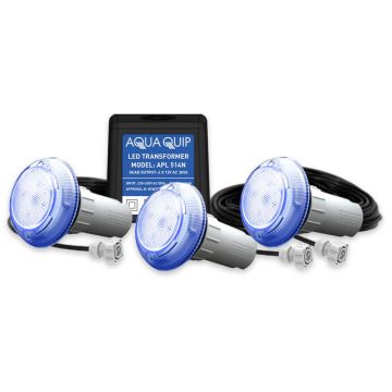 Aqua-Quip EvoFG Series 3 x Blue LED Colour Niche Pool Light w/ Fibreglass Mounting Kit, 20M Cables and Transformer