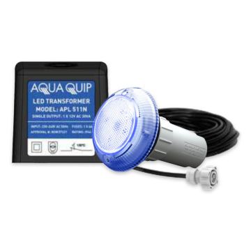 Aqua-Quip EvoFG Series 1 x Blue LED Colour Niche Pool Light w/ Fibreglass Mounting Kit, 30M Cable and Transformer
