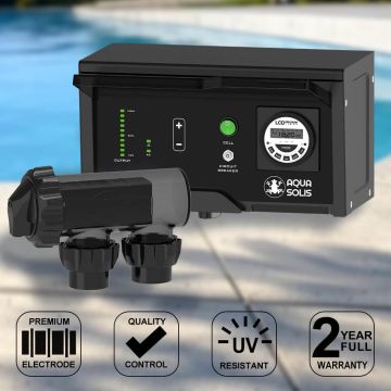 AquaSolis CLS+15 Self-Cleaning Salt and Mineral Pool Water Chlorinator w/ Timer & Battery Backup (Retrofits Astral Pool E/VX/V/eQ/Halo)