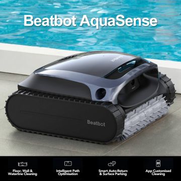Beatbot AquaSense Cordless Robotic Pool Cleaner w/ Dual-Group Roller Brushes, CleverNav Navigation, SonicSense Sensors & App Control. Floor, Walls, Waterline
