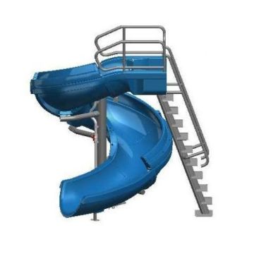 S. R. Smith Vortex Open Flume Commercial Pool Slide with Ladder (Blue) 