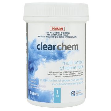 Clearchem Multi Action Chlorine Tabs 1kg- Pool Chemical (DG)