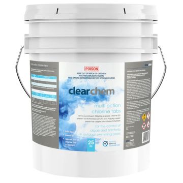 Clearchem Multi Action Chlorine Tabs 25kg- Pool Chemical (DG)