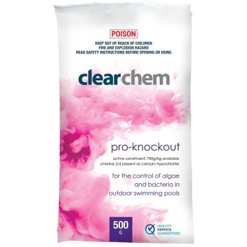 Clearchem Pro-Knockout Chlorine Based Shock Treatment 500g - Pool Chemical (DG)