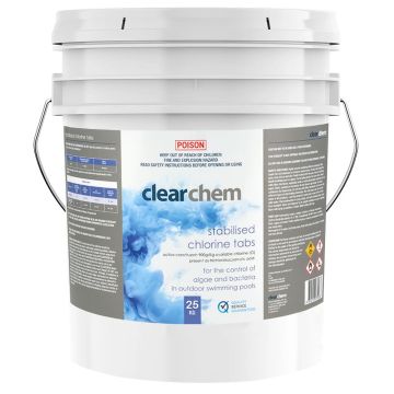Clearchem Stabilised Chlorine Tabs Tri-Chlor 25kg - Pool Chemical (DG)