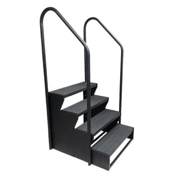 4-Tier Swim Spa Steps c/w 2 Hand Rails – Grey - Spa Accessories