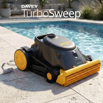 Davey TurboSweep Cordless Robotic Pool Cleaner w/ AdaptiveNav 4.0 Path Planning, Remote & App Control. Floor, Walls, Waterline