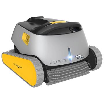 Maytronics Dolphin X40 Plus Robotic Pool Cleaner w/ CleverClean Navigation, PowerStream Mobility, Multi-Layer Filtration, App Control & Caddy. Floor, Walls, Waterline