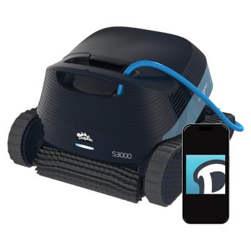 Maytronics Dolphin S3000 Robotic Pool Cleaner w/ Maze Navigation, Multi-Layer Filtration, Pick-Up Mode, App Control & Caddy. Floor, Walls, Waterline, Steps & Sun Ledges