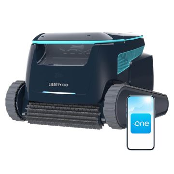 Maytronics Dolphin Liberty 600 Cordless Robotic Pool Cleaner w/ CleverClean Navigation, Jet Powered Steps Cleaning, Multi-Layer Filtration, Click-Up Retrieval, Homing Mode & App Control. Floor, Walls, Waterline, Steps & Sun Ledges