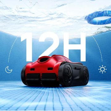 Pool Controls iGarden K Pro 120 Cordless Robotic Pool Cleaner w/ 3D S-Path Navigation, AI Timer, Turbo Mode, One-Touch Waterline Return & App Control. Floor, Walls, Waterline