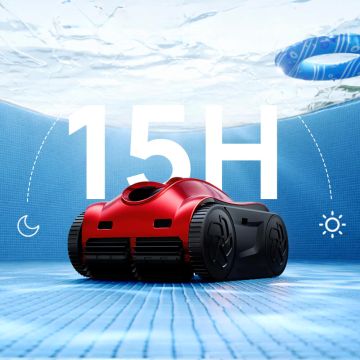 Pool Controls iGarden K Pro 150 Cordless Robotic Pool Cleaner w/ 3D S-Path Navigation, AI Timer, Turbo Mode, One-Touch Waterline Return & App Control. Floor, Walls, Waterline
