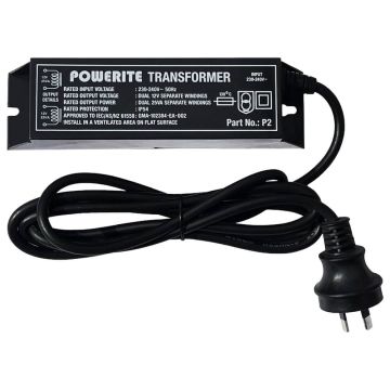 PAL Lighting Powerite P2 Dual Output (2 x 12V, 25VA) Plug-In Low Voltage Transformer for Pool Lights