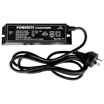 PAL Lighting Powerite P1 Single Output (1 x 12V, 50VA) Plug-In Low Voltage Transformer for Pool Lights