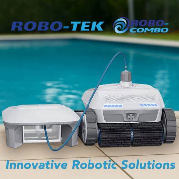 Robo-Tek Robo-Combo All-in-One Cordless Robotic Pool Cleaner w/ Skimmer. Floor, Walls, Waterline, Surface