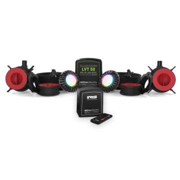 Spa Electrics Atom EMC Series 2 x Multi Plus RGB+W LED Colour Pool Light w/ Concrete Mounting Kit, 20M Cable, Dual LV50 Transformer and iRIS Controller