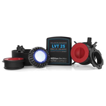 Spa Electrics Atom EMC Series 1 x Single Colour (Blue/White) LED Pool Light w/ Concrete Mounting Kit, 20M Cable and LV25 Transformer