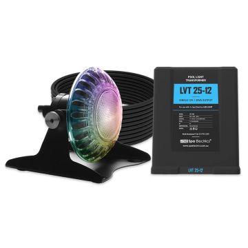 Spa Electrics Atom EMP Series 1 x Multi RGB LED Colour Pool Light w/ Pond Mounting Kit, 20M Cable and LV25 Transformer