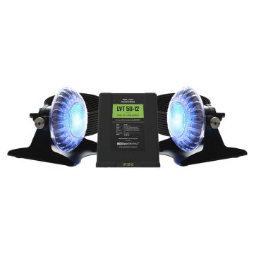 Spa Electrics Atom EMP Series 2 x Blue LED Colour Pool Light w/ Pond Mounting Kit, 20M Cable and Dual LV50 Transformer