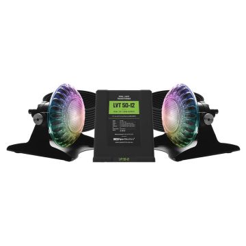 Spa Electrics Atom EMP Series 2 x Multi Plus RGB+W LED Colour Pool Light w/ Pond Mounting Kit, 20M Cable and Dual LV50 Transformer