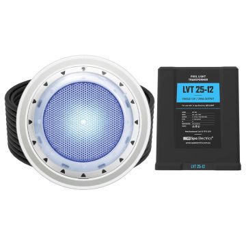 Spa Electrics Photon GKC Series 1 x Blue LED Colour Surface Mount Pool Light w/ Concrete Mounting Kit, 20M Cable and LV25 Transformer