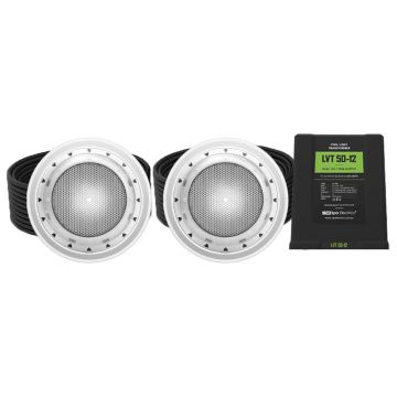 Spa Electrics Photon GKF Series 2 x White LED Colour Surface Mount Pool Light w/ Fibreglass Mounting Kit, 20M Cable and Dual LV50 Transformer