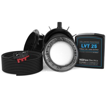 Spa Electrics Quantum WNC Series 1 x White LED Colour Pool Light w/ Concrete Mounting Kit, 20M Cable and LV25 Transformer