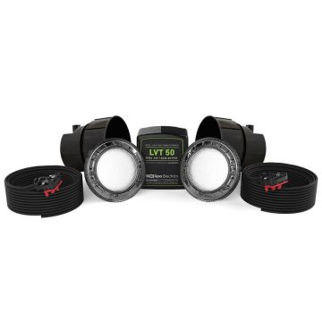 Spa Electrics Quantum WNF Series 2 x White LED Colour Pool Light w/ Fibreglass Mounting Kit, 20M Cable and Dual LV50 Transformer