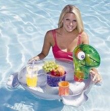 AquaFun Turtle Caddy Floating Bar Inflatable for Swimming Pool / Spa 