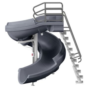 S. R. Smith Vortex Open Flume Commercial Pool Slide with Ladder (Gray Granite) 