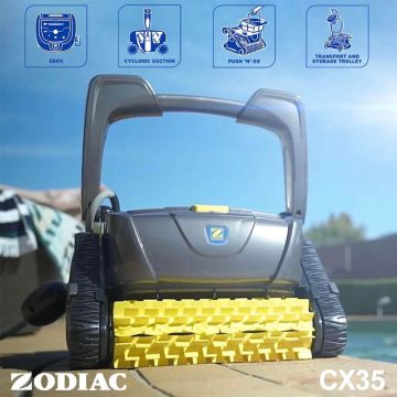 Zodiac CX35 Robotic Pool Cleaner w/ Caddy & Timer. Floor, Wall, Waterline