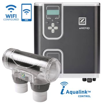 Zodiac eXO iQ Large Self-Cleaning Salt and Mineral Pool Water Chlorinator w/ WiFi, Timer & Battery Backup