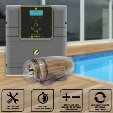 Zodiac Ei3 40 Salt Water Pool Chlorinator w/ Timer & Battery Backup - Self Cleaning (Retrofits Zodiac LM3)