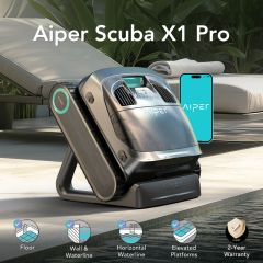 Aiper Scuba X1 Pro Cordless Robotic Pool Cleaner w/ FlexiPath Navigation, Mapping, Intelligent Suction & App Control. Floor, Walls, Waterline, Elevated Platforms