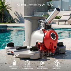 Kokido Voltera 120 Pro Performance Heavy-Duty Rechargeable Pool and Spa Cordless Vacuum Cleaner w/ Dual Stage Filtration, PowerBlade and WallGlide Technology