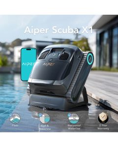 Aiper Scuba X1 Cordless Robotic Pool Cleaner w/ WavePath Navigation & App Control. Floor, Walls, Waterline