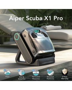 Aiper Scuba X1 Pro Cordless Robotic Pool Cleaner w/ FlexiPath Navigation, Mapping, Intelligent Suction & App Control. Floor, Walls, Waterline, Elevated Platforms