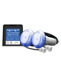 Aqua-Quip EvoFG Series 2 x Blue LED Colour Niche Pool Light w/ Fibreglass Mounting Kit, 30M Cables and Transformer
