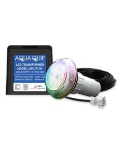 Aqua-Quip EvoFG Series 1 x Multi-Colour PRO RGB+W LED InstaTouch Program Niche Pool Light w/ Fibreglass Mounting Kit, 20M Cable and Transformer