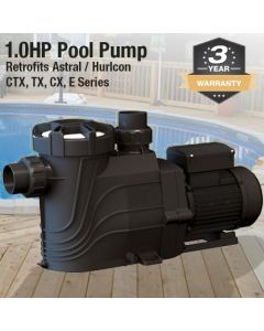 1.0HP Pool Pump. 3Y Warranty, Retro Fits Astral / Hurlcon CTX280, TX240, CX240