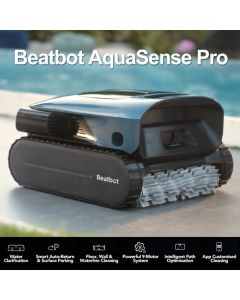 Beatbot AquaSense Pro 5-in-1 Cordless Robotic Pool Cleaner w/ Dual-Group Roller Brushes, ClearWater Clarifying, CleverNav Navigation, SonicSense Sensors & App Control. Floor, Walls, Waterline, Surface