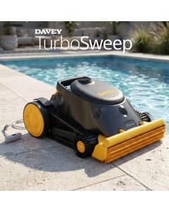 Davey TurboSweep Cordless Robotic Pool Cleaner w/ AdaptiveNav 4.0 Path Planning, Remote & App Control. Floor, Walls, Waterline