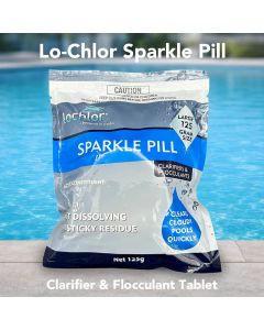 Lo-Chlor Sparkle Pill Clarifier & Flocculant Tablet 125g – Pool Chemical