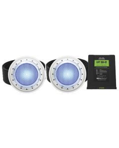 Spa Electrics Photon GKF Series 2 x Blue LED Colour Surface Mount Pool Light w/ Fibreglass Mounting Kit, 20M Cable and Dual LV50 Transformer