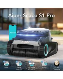 Aiper Scuba S1 Pro Cordless Robotic Pool Cleaner (2025 Upgraded) w/ Dual Stage Filtration, WavePath Navigation & App Control. Floor, Walls, Waterline