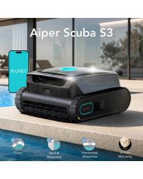Aiper Scuba S3 Cordless Robotic Pool Cleaner w/ WavePath 3.0 Navigation, Dual-Stage Filtration, JetAssist Waterline Cleaning & App Control. Floor, Walls, Waterline